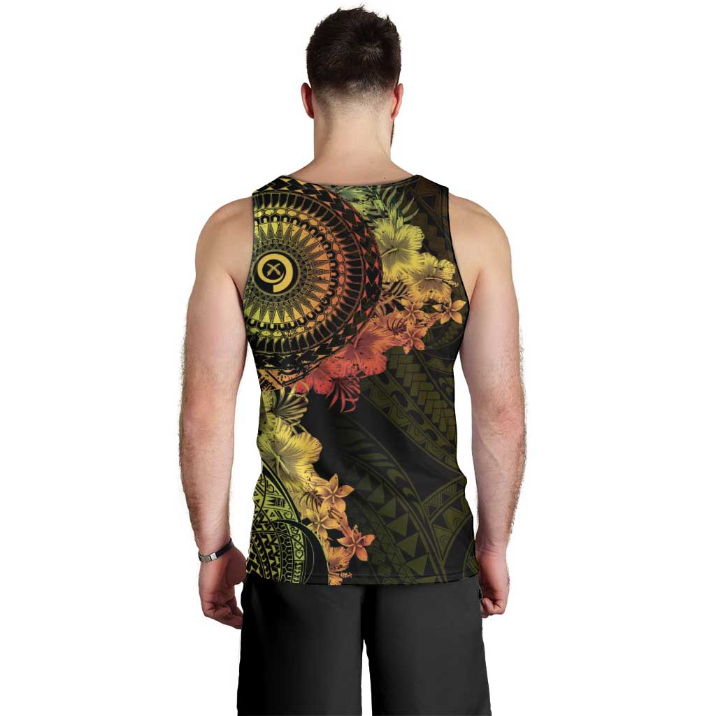 Vanuatu Men Tank Top Hibisus Polynesian Pattern Reggae - Polynesian Pride