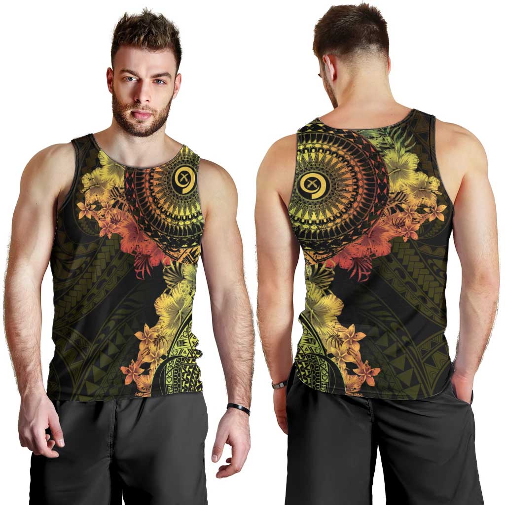 Vanuatu Men Tank Top Hibisus Polynesian Pattern Reggae - Polynesian Pride