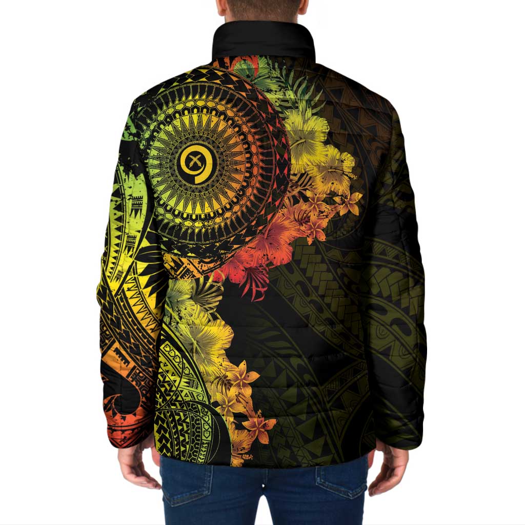 Vanuatu Padded Jacket Hibisus Polynesian Pattern Reggae - Polynesian Pride