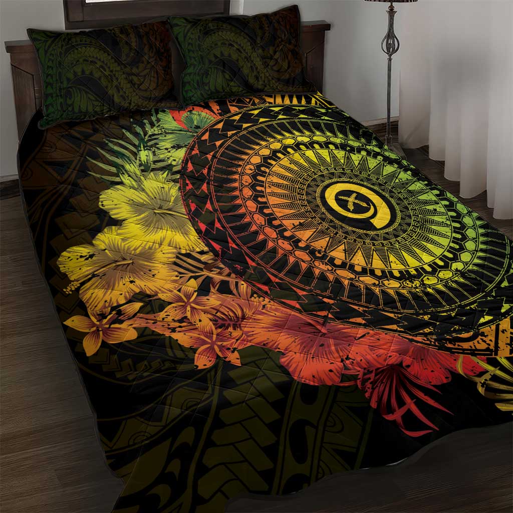 Vanuatu Quilt Bed Set Hibisus Polynesian Pattern Reggae - Polynesian Pride