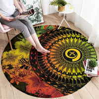 Vanuatu Round Carpet Hibisus Polynesian Pattern Reggae - Polynesian Pride