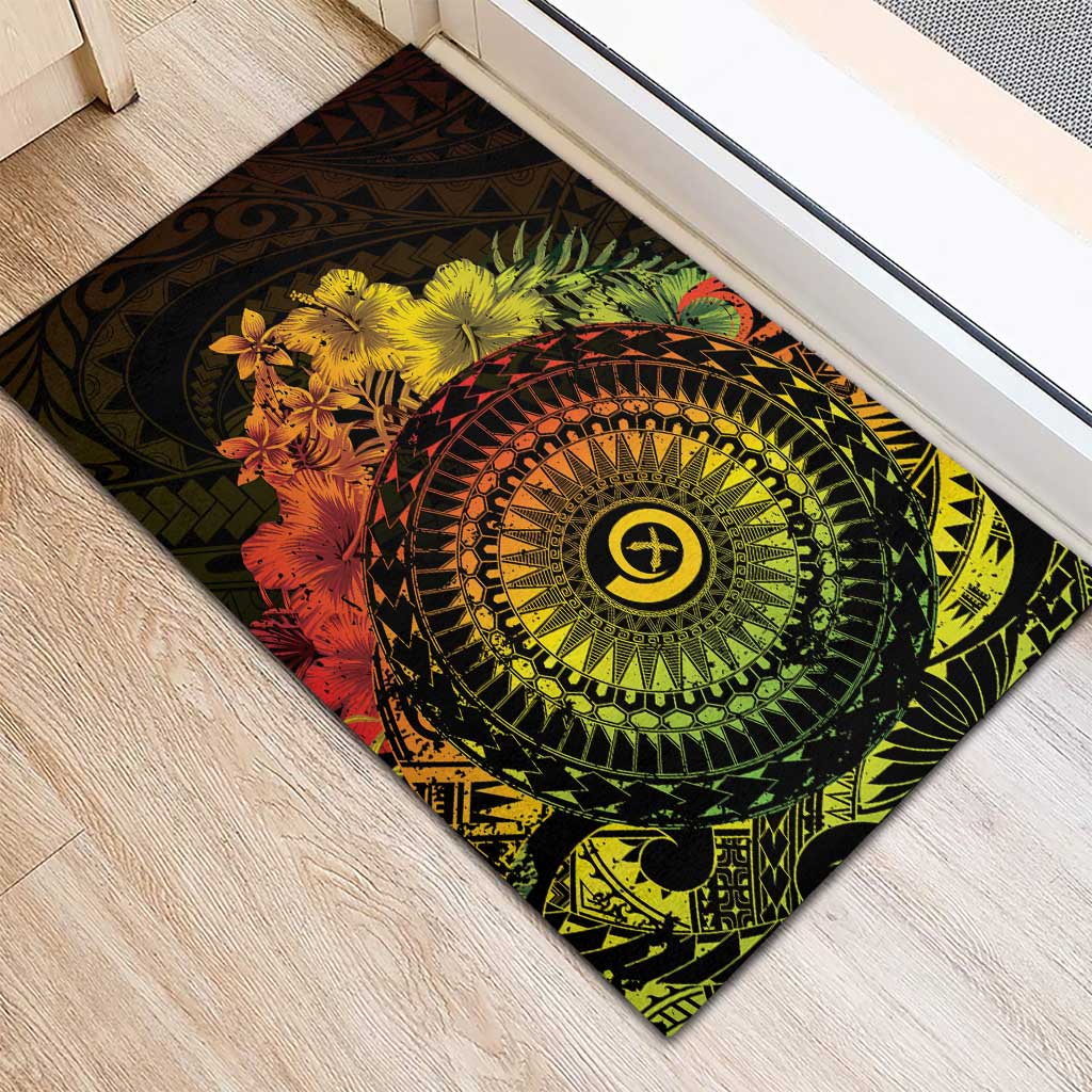 Vanuatu Rubber Doormat Hibisus Polynesian Pattern Reggae - Polynesian Pride