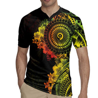 Vanuatu Rugby Jersey Hibisus Polynesian Pattern Reggae - Polynesian Pride