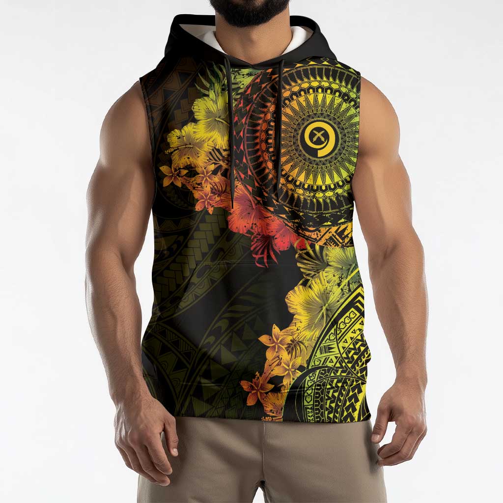 Vanuatu Sleeveless Hoodie Hibisus Polynesian Pattern Reggae LT14 - Polynesian Pride