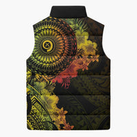 Vanuatu Sleeveless Puffer Jacket Hibisus Polynesian Pattern Reggae - Polynesian Pride