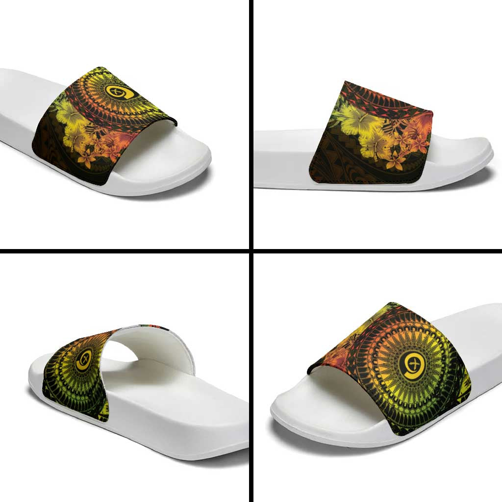 Vanuatu Slide Sandals Hibisus Polynesian Pattern Reggae LT14 - Polynesian Pride