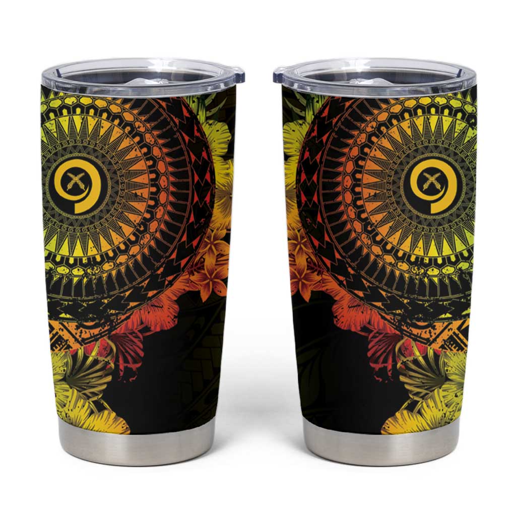 Vanuatu Tumbler Cup Hibisus Polynesian Pattern Reggae - Polynesian Pride