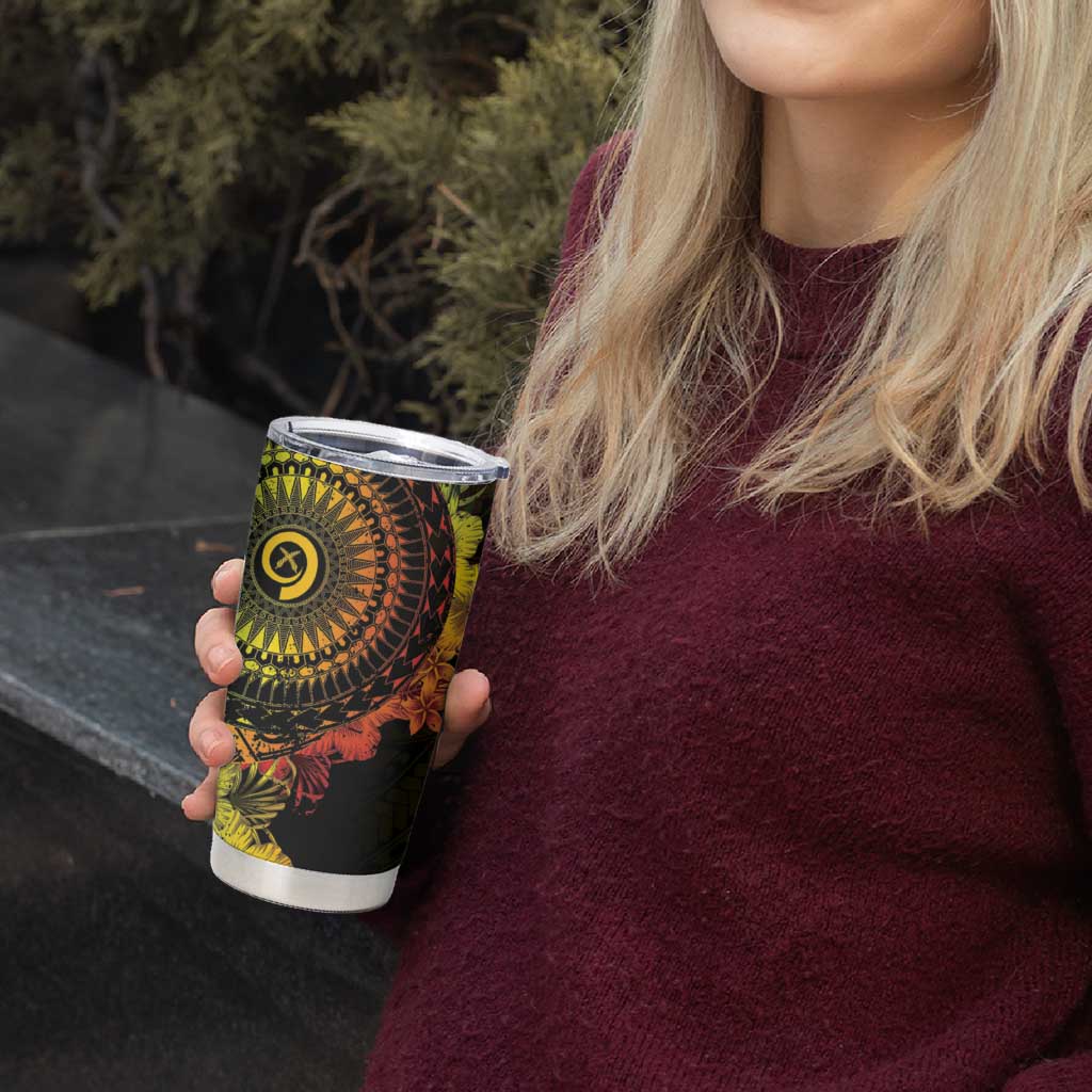 Vanuatu Tumbler Cup Hibisus Polynesian Pattern Reggae - Polynesian Pride