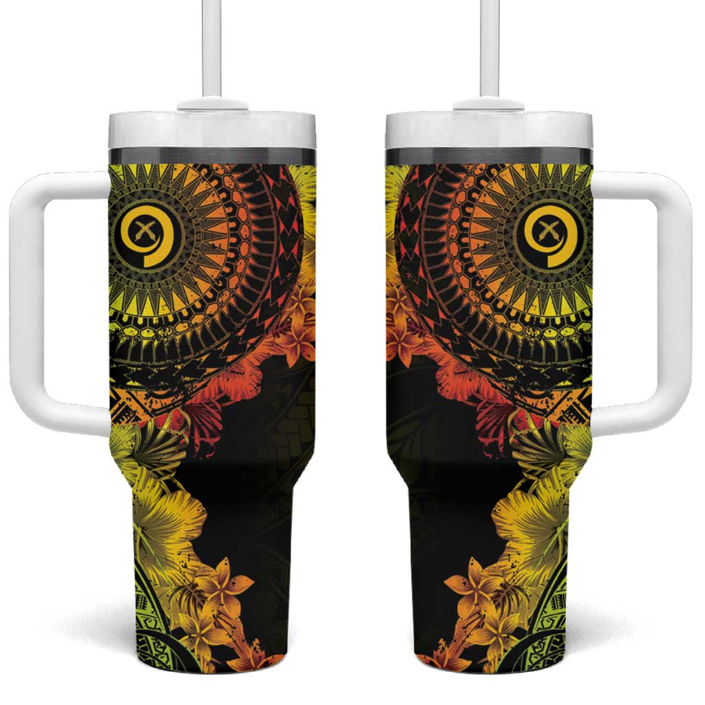 Vanuatu Tumbler With Handle Hibisus Polynesian Pattern Reggae LT14 One Size: 40 oz Reggae - Polynesian Pride