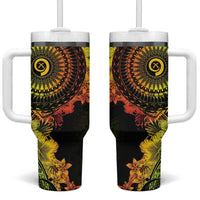 Vanuatu Tumbler With Handle Hibisus Polynesian Pattern Reggae LT14 One Size: 40 oz Reggae - Polynesian Pride