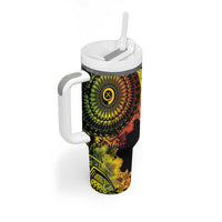 Vanuatu Tumbler With Handle Hibisus Polynesian Pattern Reggae LT14 - Polynesian Pride