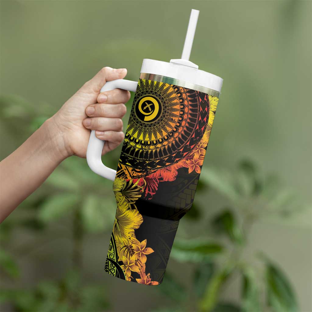 Vanuatu Tumbler With Handle Hibisus Polynesian Pattern Reggae LT14 - Polynesian Pride