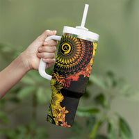 Vanuatu Tumbler With Handle Hibisus Polynesian Pattern Reggae LT14 - Polynesian Pride