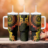 Vanuatu Tumbler With Handle Hibisus Polynesian Pattern Reggae LT14 - Polynesian Pride