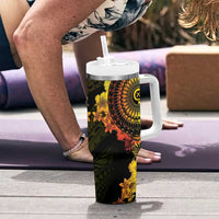Vanuatu Tumbler With Handle Hibisus Polynesian Pattern Reggae LT14 - Polynesian Pride