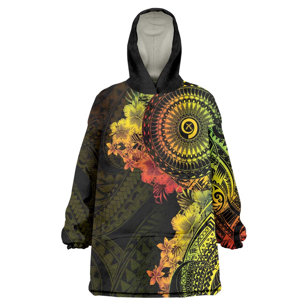 Vanuatu Wearable Blanket Hoodie Hibisus Polynesian Pattern Reggae LT14 One Size Reggae - Polynesian Pride
