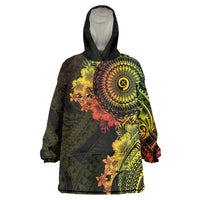 Vanuatu Wearable Blanket Hoodie Hibisus Polynesian Pattern Reggae LT14 One Size Reggae - Polynesian Pride