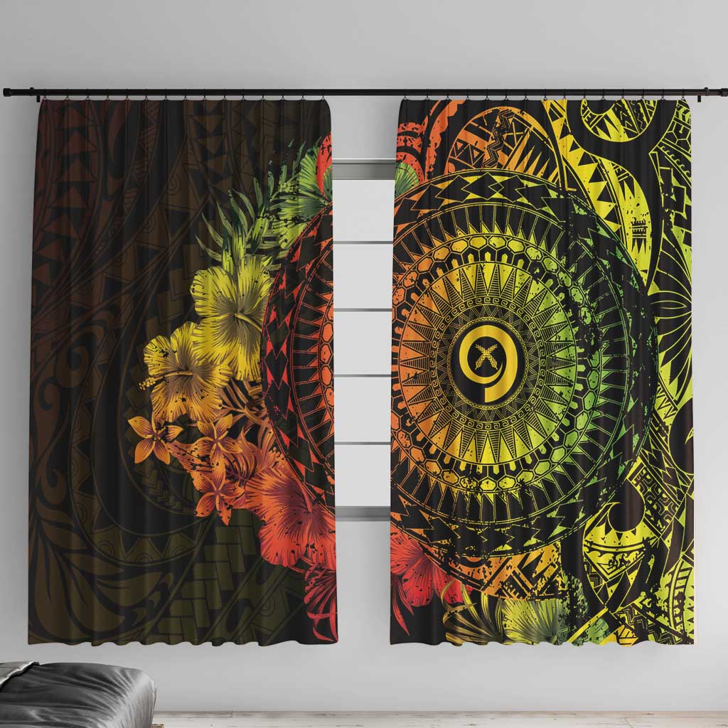 Vanuatu Window Curtain Hibisus Polynesian Pattern Reggae LT14 With Hooks Reggae - Polynesian Pride