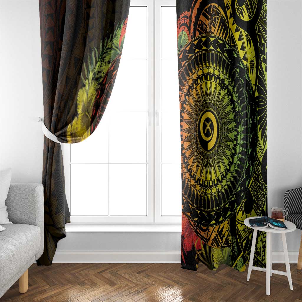 Vanuatu Window Curtain Hibisus Polynesian Pattern Reggae LT14 - Polynesian Pride