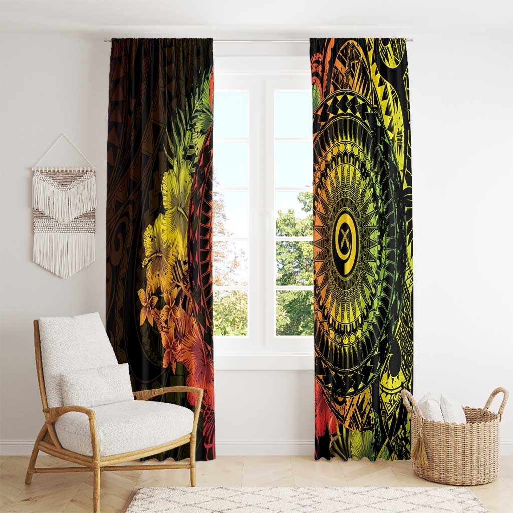 Vanuatu Window Curtain Hibisus Polynesian Pattern Reggae LT14 - Polynesian Pride
