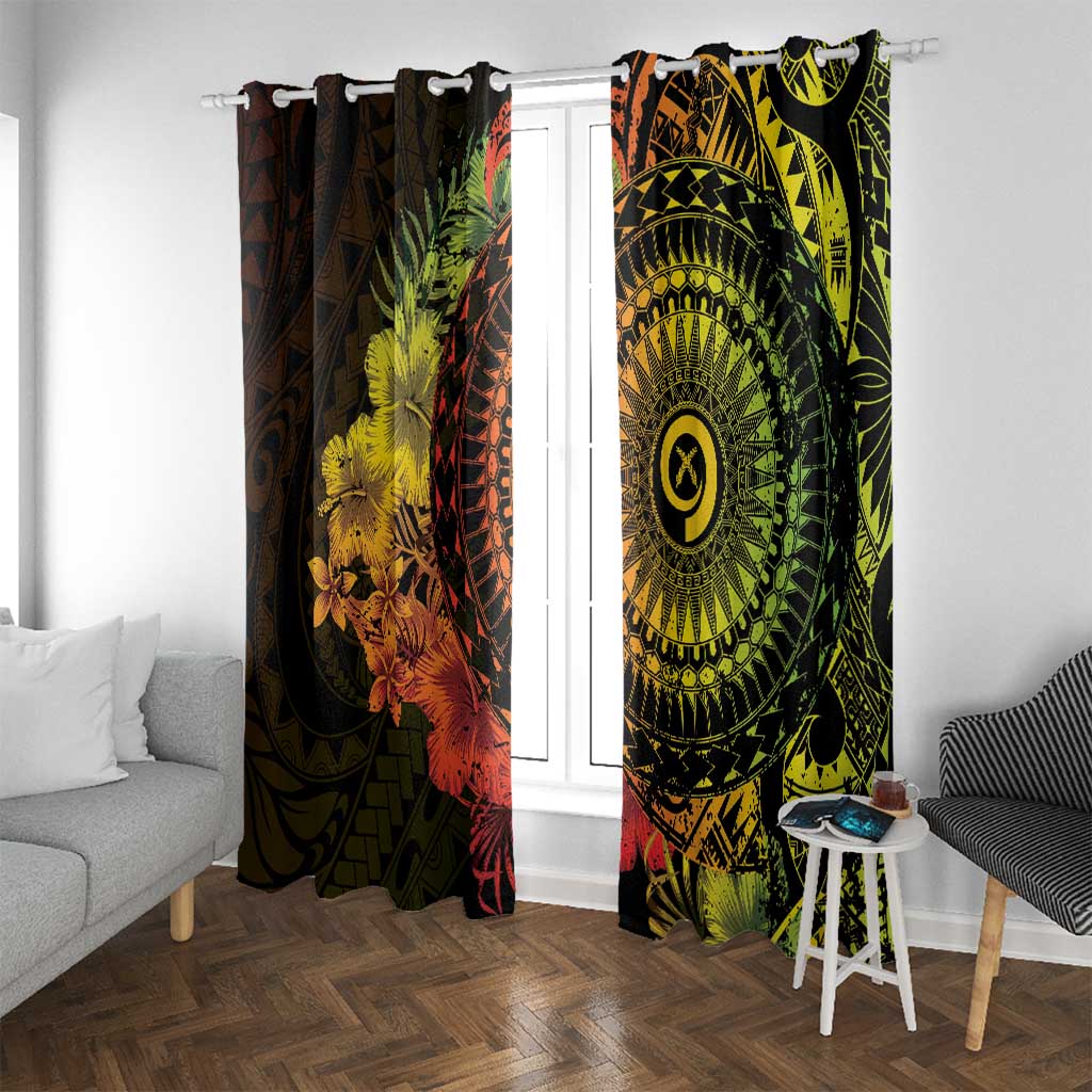 Vanuatu Window Curtain Hibisus Polynesian Pattern Reggae LT14 With Grommets Reggae - Polynesian Pride