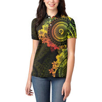 Vanuatu Women Polo Shirt Hibisus Polynesian Pattern Reggae - Polynesian Pride