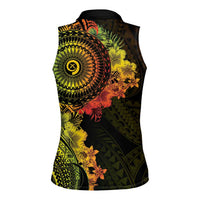 Vanuatu Women Sleeveless Polo Shirt Hibisus Polynesian Pattern Reggae - Polynesian Pride