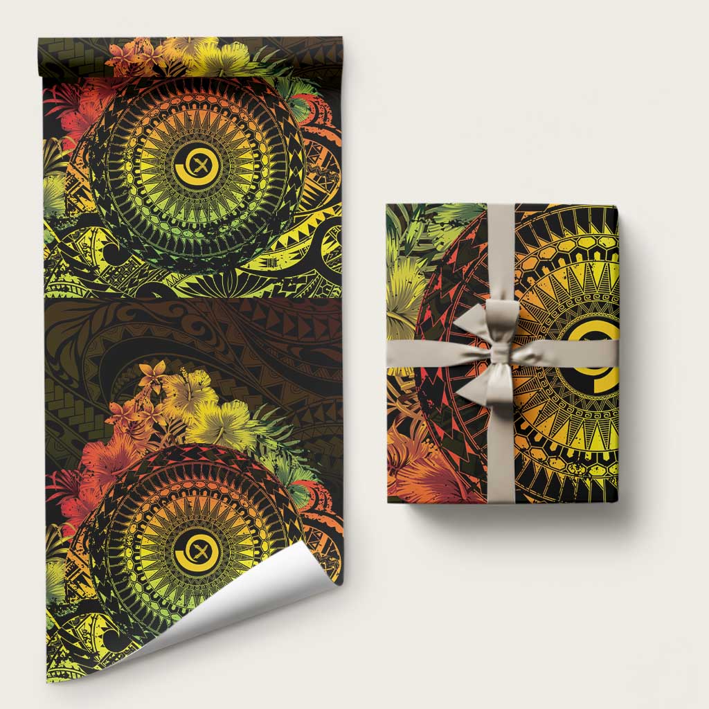 Vanuatu Wrapping Paper Hibisus Polynesian Pattern Reggae LT14 58" × 23" Reggae - Polynesian Pride
