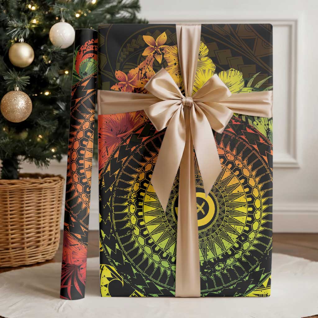 Vanuatu Wrapping Paper Hibisus Polynesian Pattern Reggae LT14 - Polynesian Pride