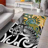 New Zealand Australia Rugby Area Rug Wallabies Aboriginal All Black Maori Tiki Together LT14 - Polynesian Pride