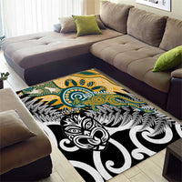 New Zealand Australia Rugby Area Rug Wallabies Aboriginal All Black Maori Tiki Together LT14 - Polynesian Pride