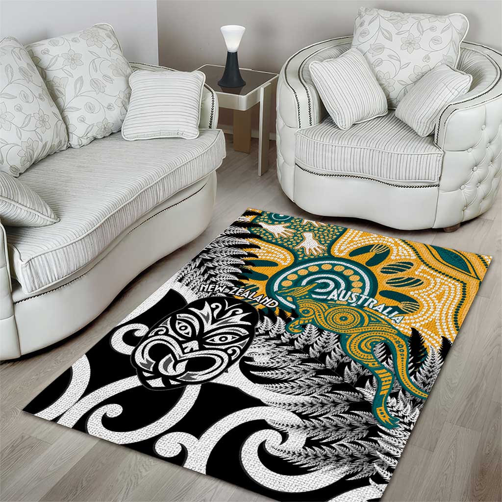 New Zealand Australia Rugby Area Rug Wallabies Aboriginal All Black Maori Tiki Together LT14 - Polynesian Pride