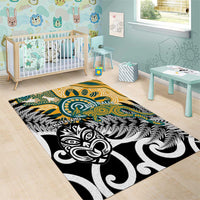 New Zealand Australia Rugby Area Rug Wallabies Aboriginal All Black Maori Tiki Together LT14 - Polynesian Pride