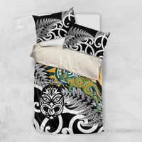New Zealand Australia Rugby Bedding Set Wallabies Aboriginal All Black Maori Tiki Together - Polynesian Pride