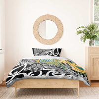 New Zealand Australia Rugby Bedding Set Wallabies Aboriginal All Black Maori Tiki Together - Polynesian Pride