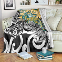 New Zealand Australia Rugby Blanket Wallabies Aboriginal All Black Maori Tiki Together - Polynesian Pride