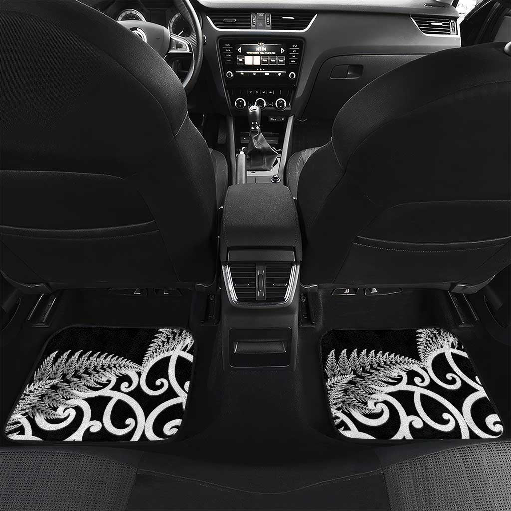 New Zealand Australia Rugby Car Mats Wallabies Aboriginal All Black Maori Tiki Together LT14 Set 2pcs - Back Black - Polynesian Pride