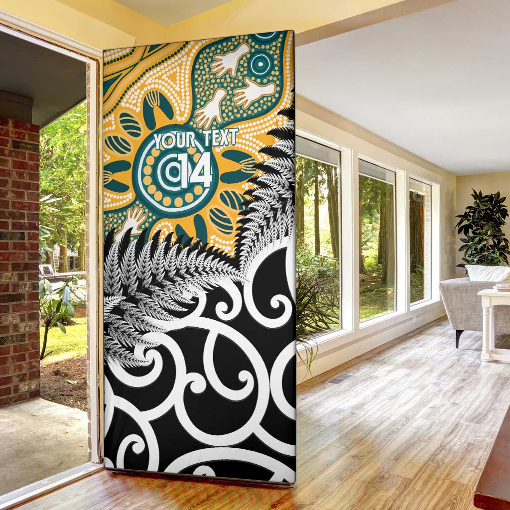 New Zealand Australia Rugby Door Cover Wallabies Aboriginal All Black Maori Tiki Together - Polynesian Pride