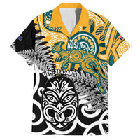 New Zealand Australia Rugby Custom Family Matching Long Sleeve Bodycon Dress and Hawaiian Shirt Wallabies Aboriginal All Black Maori Tiki Together - Polynesian Pride