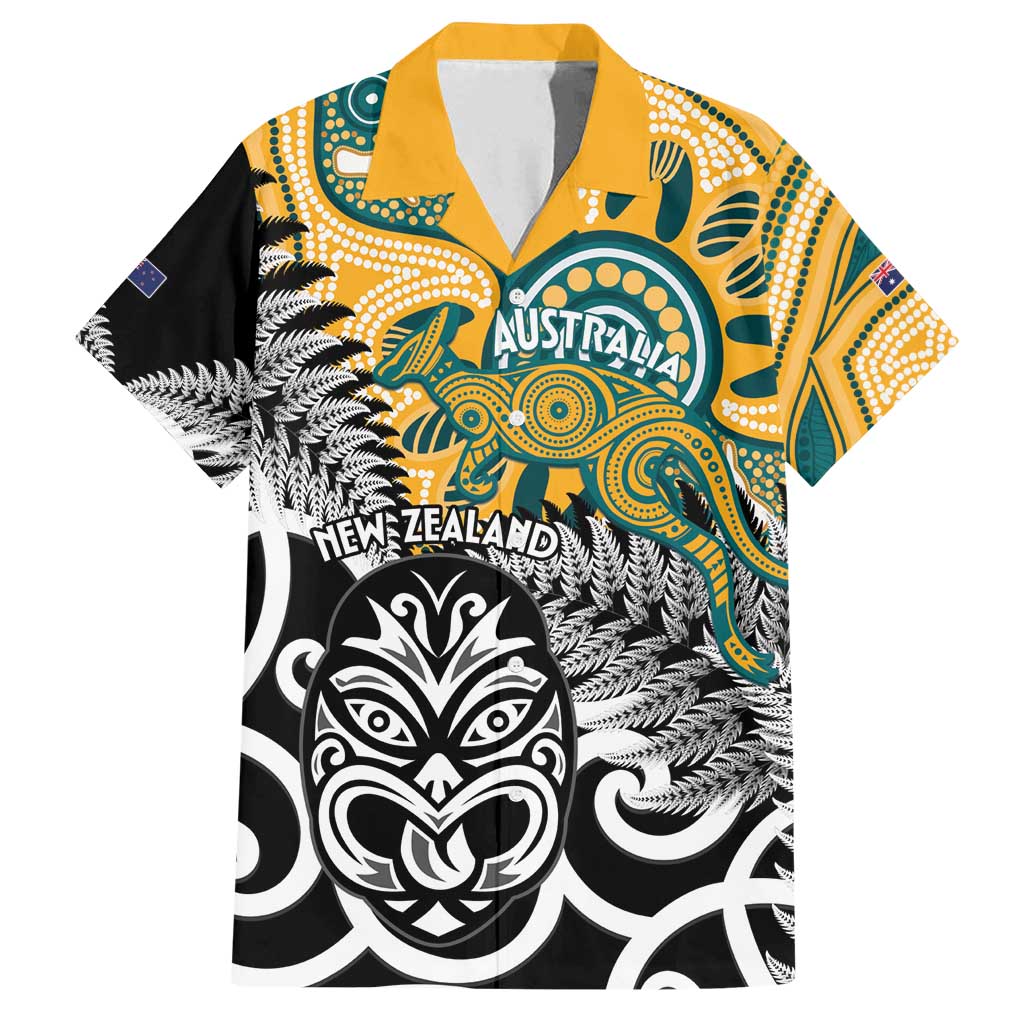 New Zealand Australia Rugby Custom Family Matching Puletasi and Hawaiian Shirt Wallabies Aboriginal All Black Maori Tiki Together - Polynesian Pride