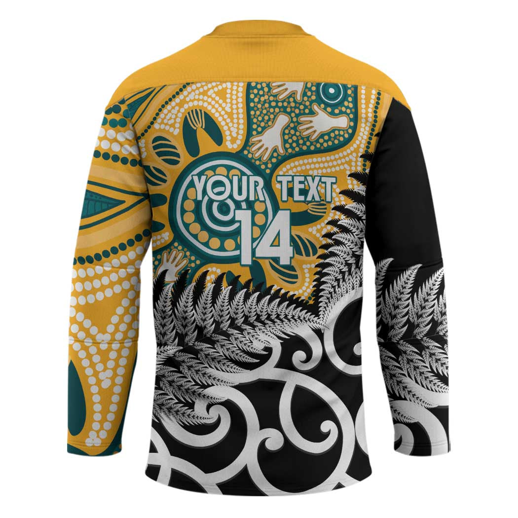 New Zealand Australia Rugby Custom Hockey Jersey Wallabies Aboriginal All Black Maori Tiki Together - Polynesian Pride