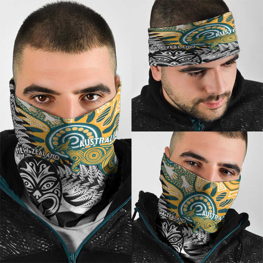 New Zealand Australia Rugby Neck Gaiter Wallabies Aboriginal All Black Maori Tiki Together - Polynesian Pride