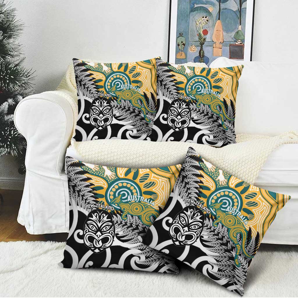 New Zealand Australia Rugby Pillow Cover Wallabies Aboriginal All Black Maori Tiki Together LT14 - Polynesian Pride