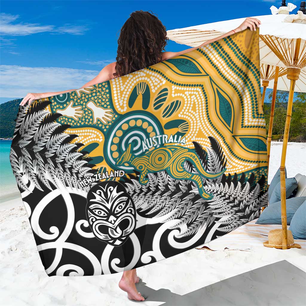 New Zealand Australia Rugby Sarong Wallabies Aboriginal All Black Maori Tiki Together LT14 One Size 44 x 66 inches Black - Polynesian Pride