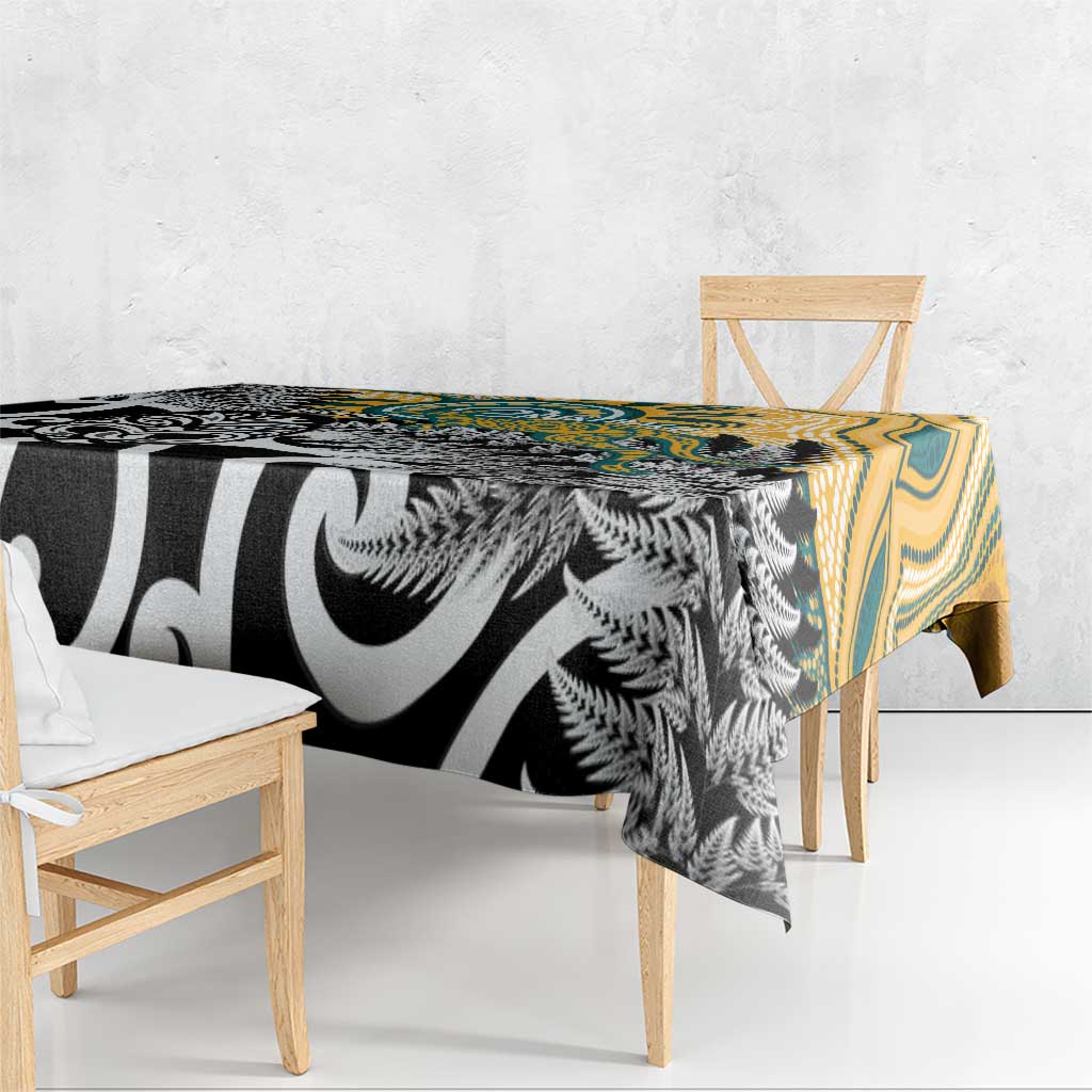 New Zealand Australia Rugby Tablecloth Wallabies Aboriginal All Black Maori Tiki Together - Polynesian Pride