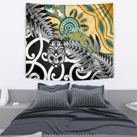 New Zealand Australia Rugby Tapestry Wallabies Aboriginal All Black Maori Tiki Together LT14 - Polynesian Pride