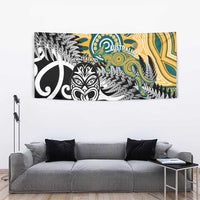 New Zealand Australia Rugby Tapestry Wallabies Aboriginal All Black Maori Tiki Together LT14 - Polynesian Pride