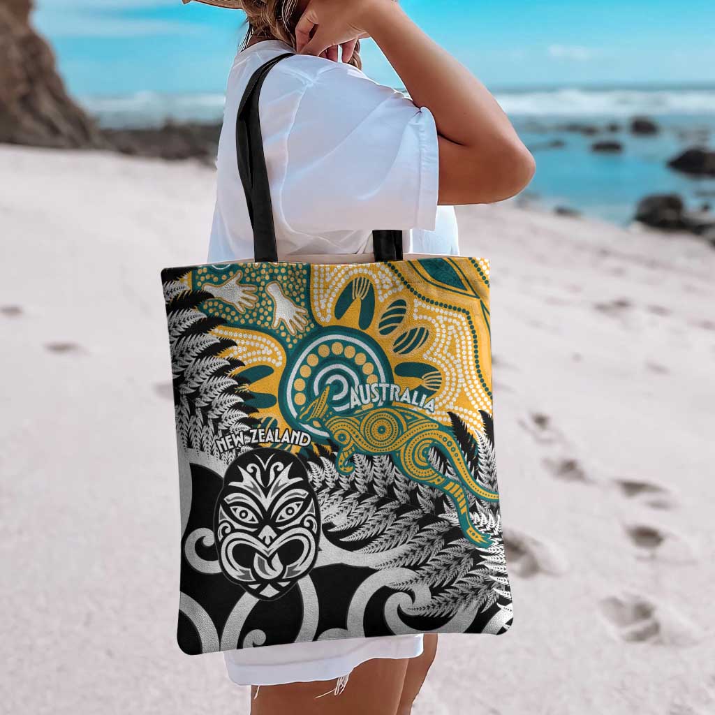New Zealand Australia Rugby Tote Bag Wallabies Aboriginal All Black Maori Tiki Together - Polynesian Pride