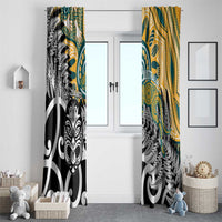 New Zealand Australia Rugby Window Curtain Wallabies Aboriginal All Black Maori Tiki Together LT14 - Polynesian Pride