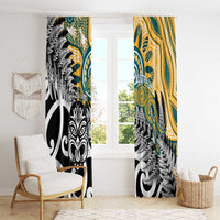 New Zealand Australia Rugby Window Curtain Wallabies Aboriginal All Black Maori Tiki Together LT14 - Polynesian Pride